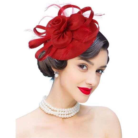 Fascinator Church Derby Hat Pillbox Hats Red